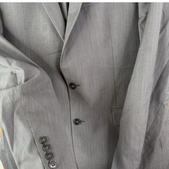 Calvin Klein Slim Fit Light Gray Pinstripe Wool Suit Jacket 46R - Picture 3 of 6